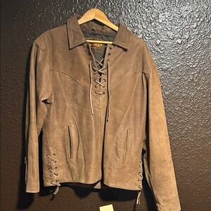 Vintage UNIK Leather Pulloever Hippie Jacket with Lace ups